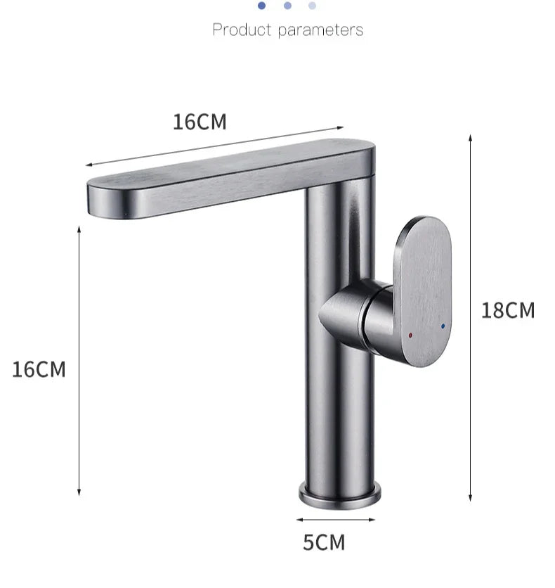 Bathroom faucet, 360 ° rotatable hot and cold sink faucet, space aluminum material
