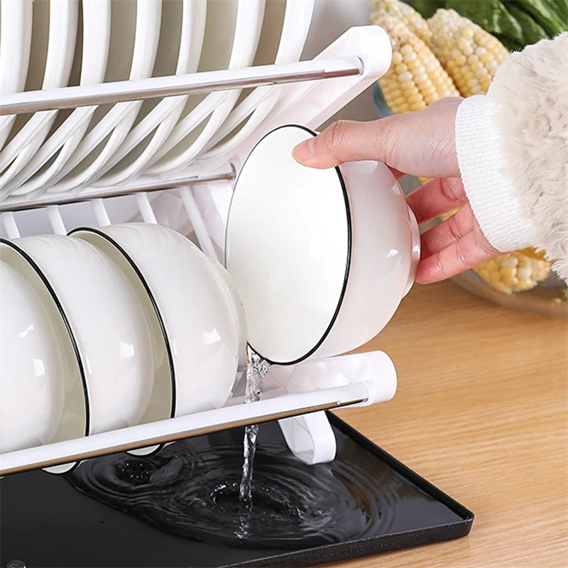 Kitchen Organizer Sink Dish Drying Rack Sink Drain Shelf Bowl Plates Shelf Storage Drawer Desktop Adjustable Holder Accessories