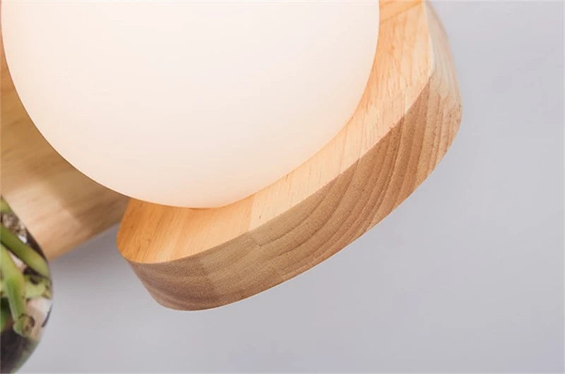 Modern Wooden Lamp Led Wall Lamps Nordic Personality Creative Green Plant Pot Home Decor Living Room Aisle Loft Light Fixtures