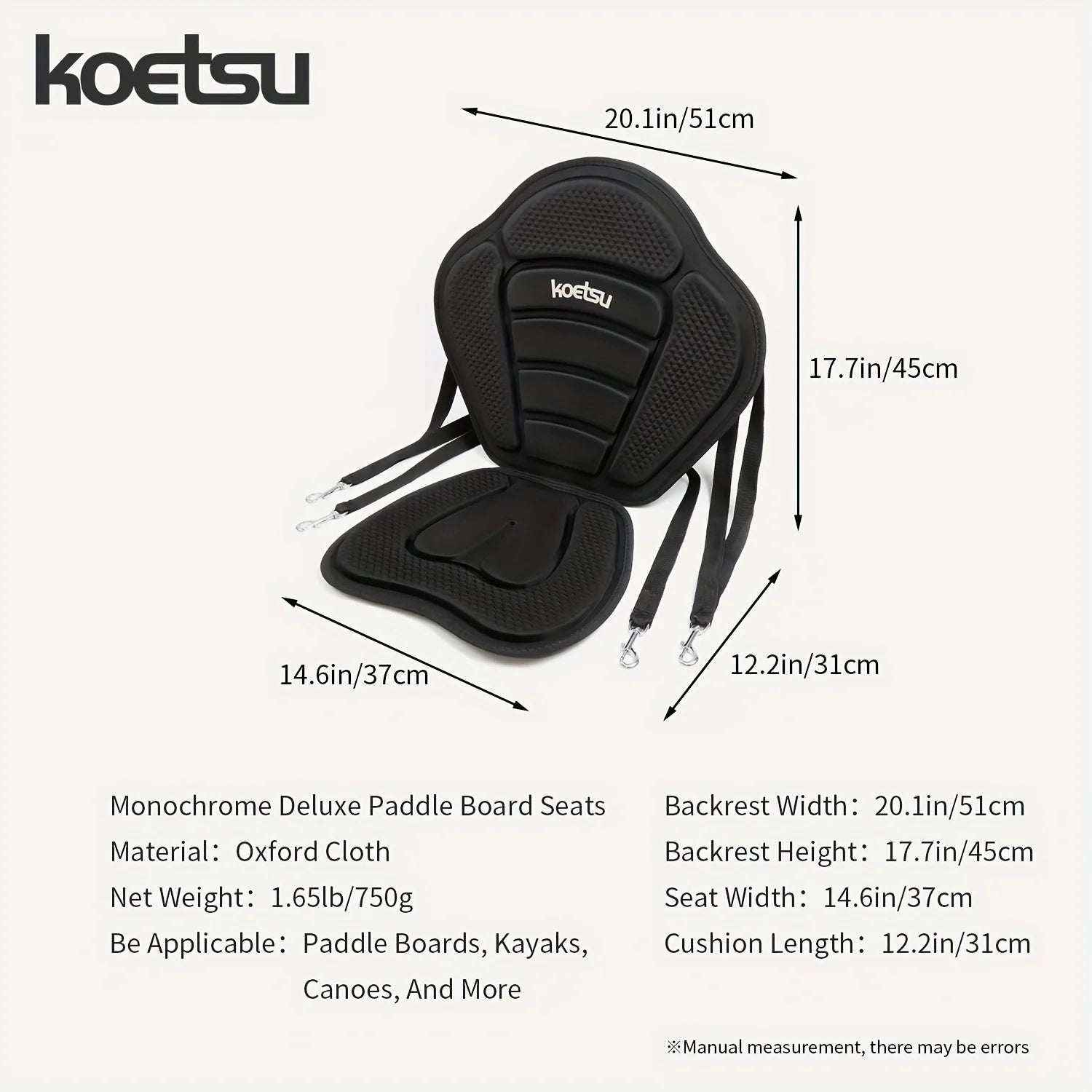 KOETSU Paddle Board Easy Seat Surfing SUP Paddle Board Rowing Board Canoe Portable Backrest Cushion