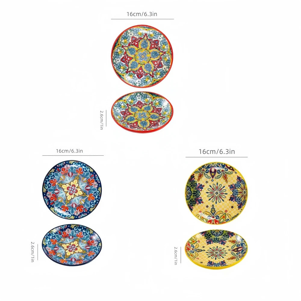 6.3-inch ceramic Bohemian style restaurant kitchen serving appetizer plates, fruit plates, salad plates, hotel bone plates