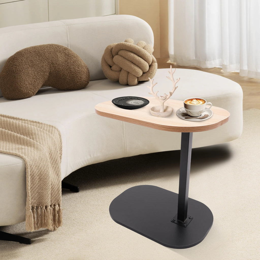 C Shaped Side Table Adjustable Height Compact Coffee Table 360 Rotatable Desktop Surface Modern Light Luxury Style