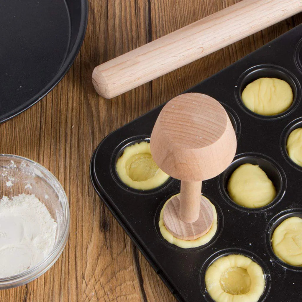 Premium Wooden Egg Tart Mold Double Side Tart Tamper Pastry Shaped Pusher For Baking Eggtart Pies Cake Kitchen Gadgets Tools