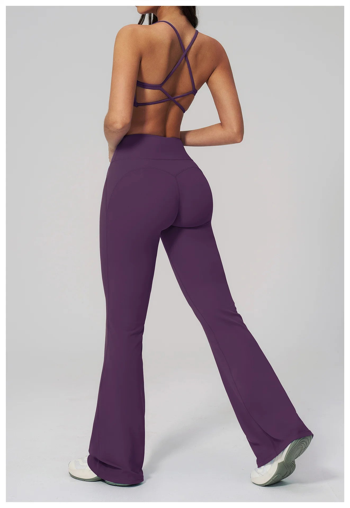 2PCS Flared Pants Yoga Set Women's Tracksuits Gym Fitness Outfits Sports Sets Female Shockproof Sports Bra Yoga Workout Clothes
