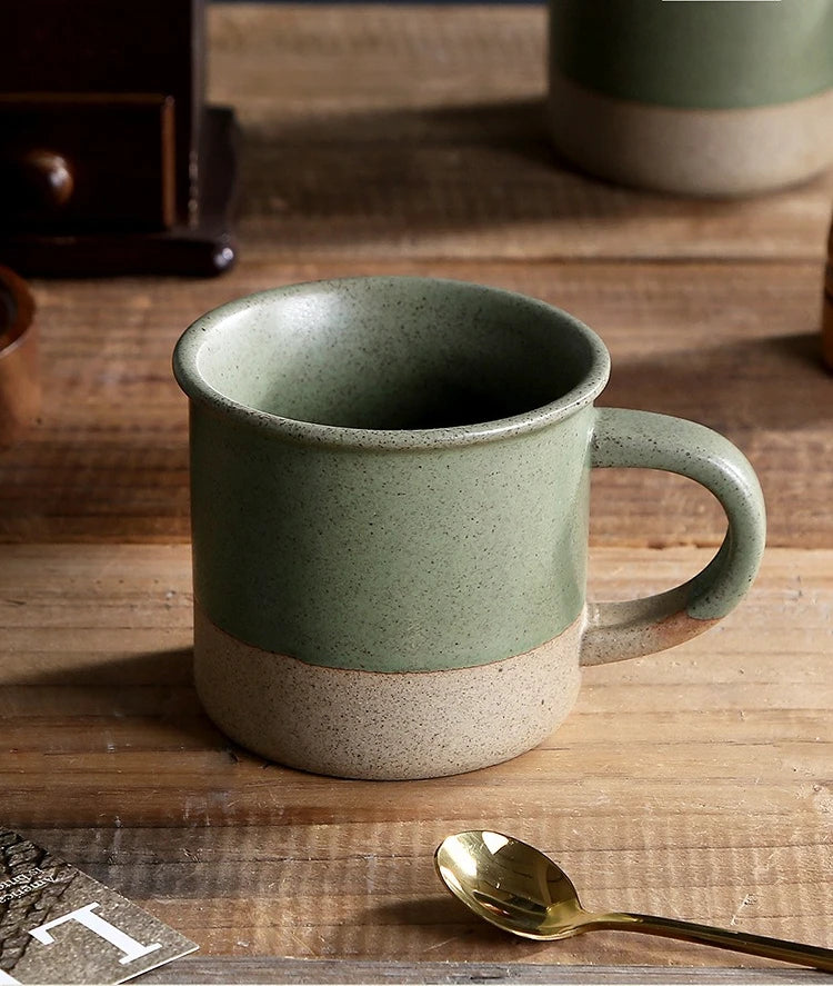 Vintage Stoneware Coffee Mug Kiln Change Ceramic Cup Small Minimalist Water Cup Sesame Glaze Breakfast Cup