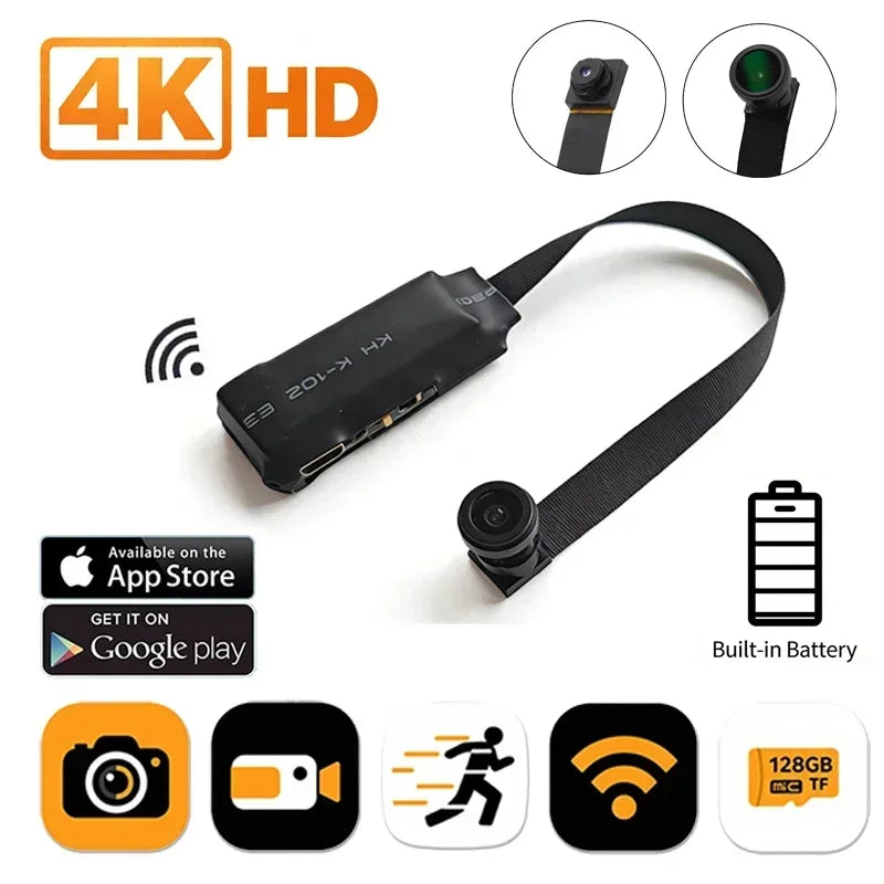 4K HD Mini WiFi Camera - Remote Viewing Motion Detection DIY Home Nanny Style Surveillance Cam