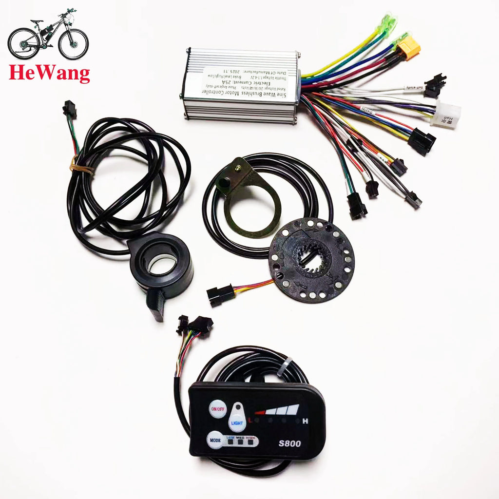 24V/36V/48V Electric bike kit: 25A sine wave controller with LED S800 instrument , 130X thumb throttle , 8C speed assist sensor