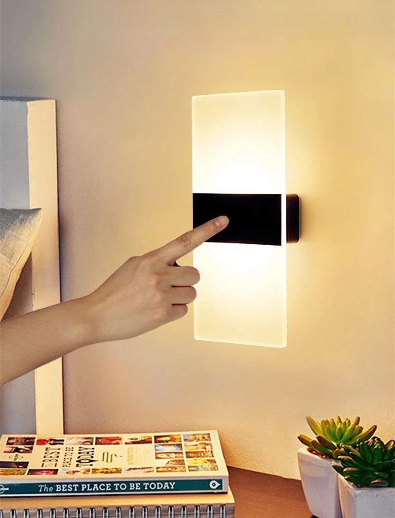 Touch Sensor Switch LED Wall Lamp USB Rechargeable Wireless Acrylic Stair Night Light Bedroom Aisle Kitchen Wall Sconce Lighting
