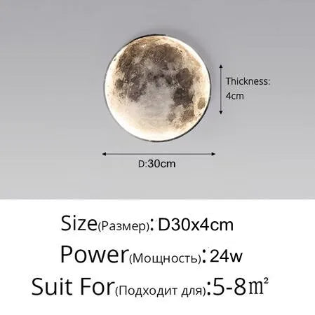 Modern Moon 3D Mural Wall Lamp Realistic LED Light Home Accessories Bedroom, Living Room Ceiling Lamp with Remote Control Decor