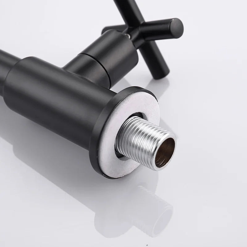 Bathroom Wall Mounted Long Mop Pool Faucet Single Cold Brass Basin Faucet Balcony Wash Basin Tap Black Brushed Gold Water Taps