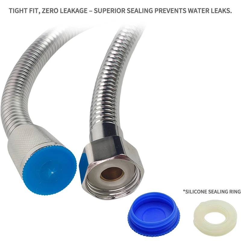 Stainless Steel Shower Hose 1.5M/2M Flexible Chrome Matte Black Universal G1/2 Connector Explosion-proof Bathroom Water Pipe