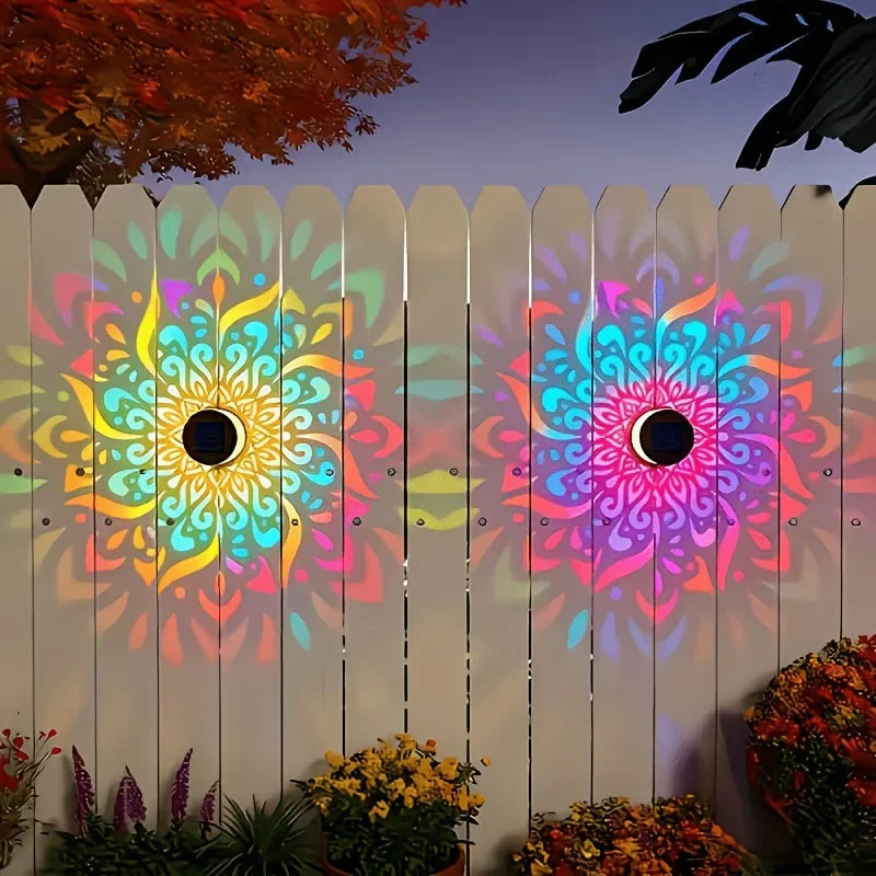 Solar Mandala Sunflower Projector Wall Light Outdoor Garden Decoration Landscape Light for Patio Garden Estate Porch Courtyard