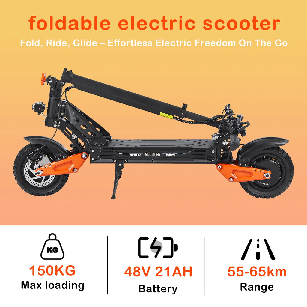 Factory Foldable Electric Scooters With APP NFC 48V 52V 1200W 55KM/H Range E Scooter Speed Limit 10Inch Escooter for Adults