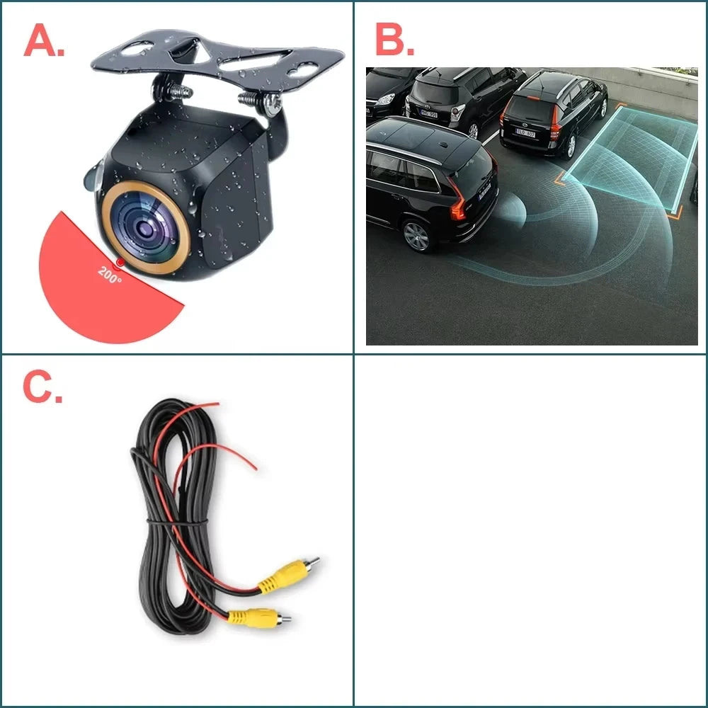 AHD 1920x1080P Car For View Camera 200° Fisheye Golden Lens Full HD Night Vision Vehicle back car reversing Front Camera