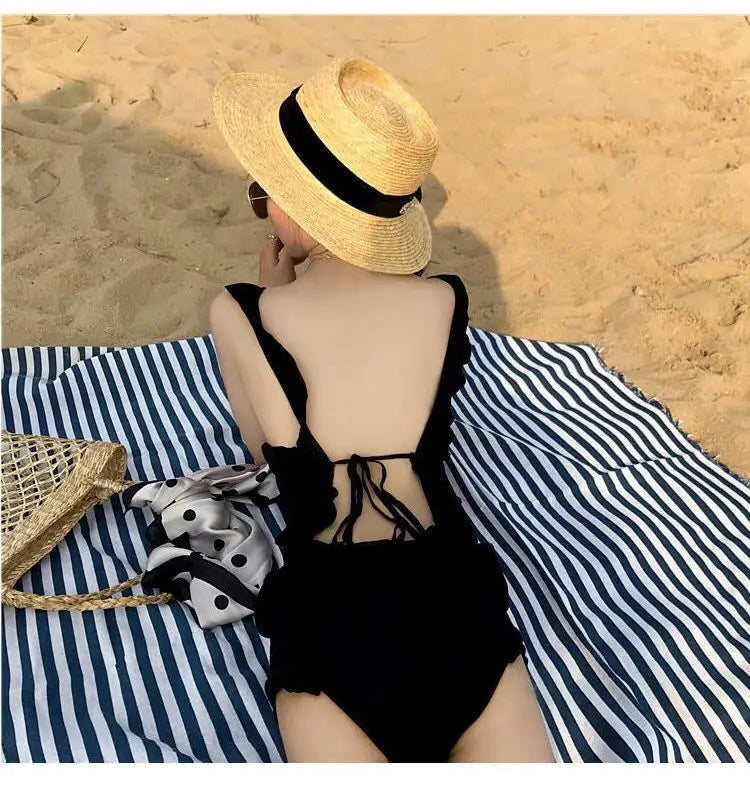 Bikini Sets Women Backless Korean Style New Ins Swimwear Design Trendy Patchwork Elegant Ladies Simple Vacation Sexy Casual Cozy