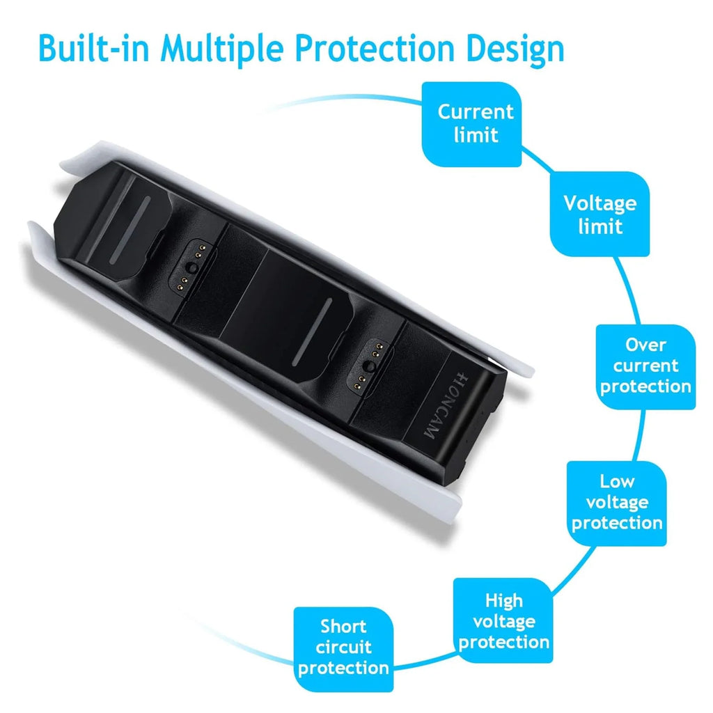 Game Wireless Charging Station for PS5 with Dual Fast Charger Dock and LED Charging Indicators