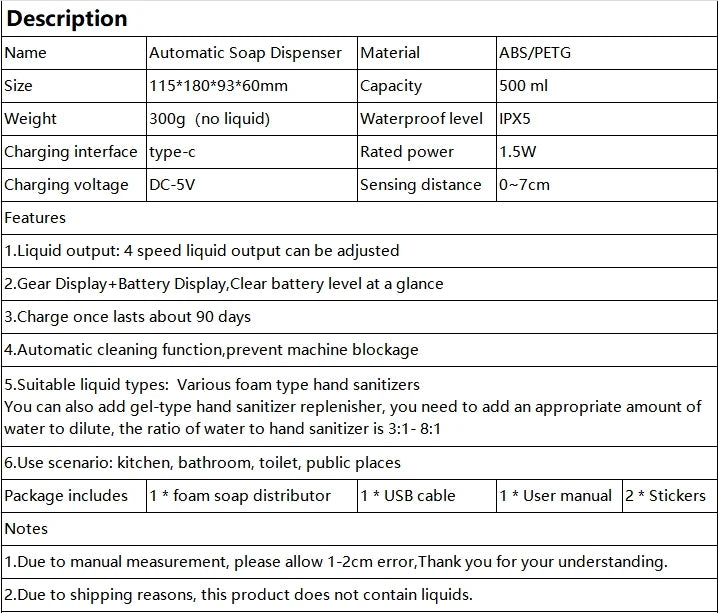 New smart sensor soap dispenser, automatic hand washer, electric foam hand sanitizer, detergent soap dispenser