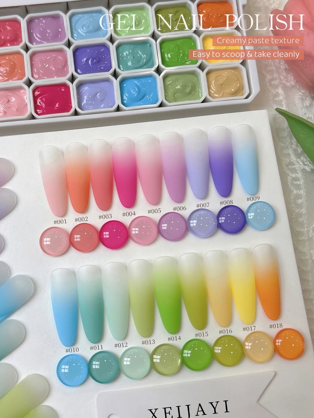 XEIJAYI 18 Colors Patting Gel Smudge Canned High Saturation Popular Semi-Solid Nail Polish Gel Women's Salon Manicure DIY