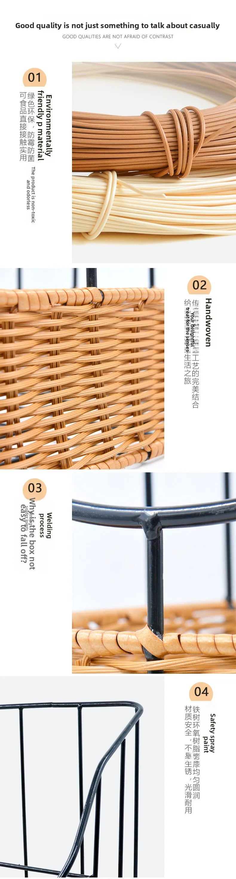 Anti-rust Iron Basket Woven Baguette Basket Cake Shop European Rattan Baking Baskets Baguette  Organizador Organizer Органайзери