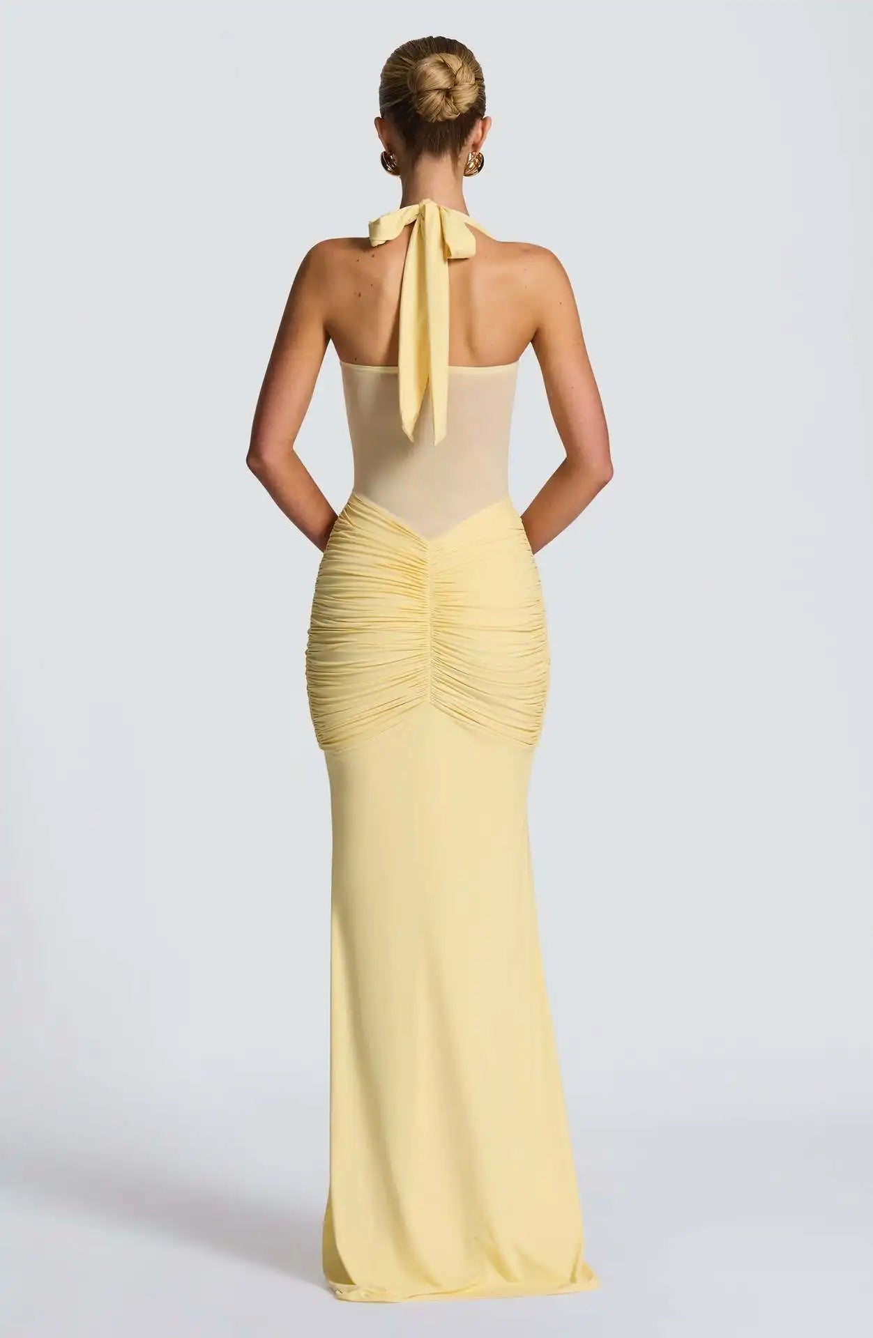 Suninheart Draped Maxi Evening Dress Women Elegant Halter Prom Dresses Wine Formal Occasions Backless Dress Sexy