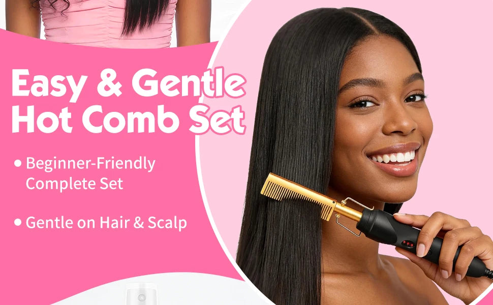 GOIPLE Electrical Heat Hair Straightener Hot Pressing Brush Styling Tool for Lace Front Wig Glue Hair Wax Stick Melting Spray