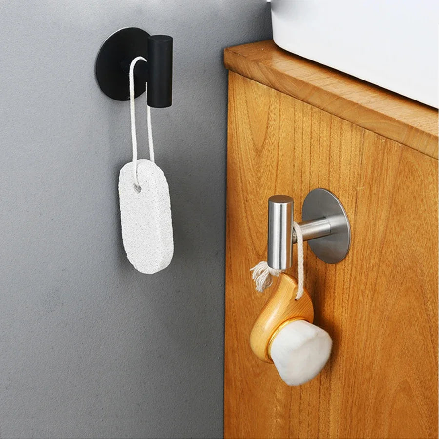 2PCS Adhesive Wall Hook Stainless Steel Robe Sticker Hooks Towel Coat Key Pants Hangers Bathroom Kitchen Storage Accessories