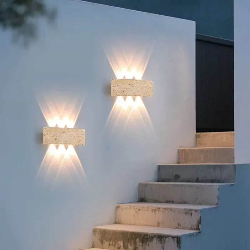 Wabi-sabi LED Wall Lamp Garden Light Stone IP65 Outdoor Waterproof Bedside Retro Sconces Lighting Fixture Home Decoration Indoor