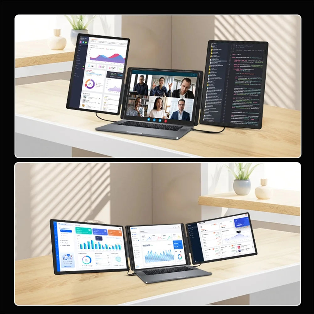 Rospider 15.6 16 Inch Portable Dual Screen Laptop Extender 1080P IPS Rotatable Triple Monitor FHD for MacBook Windows