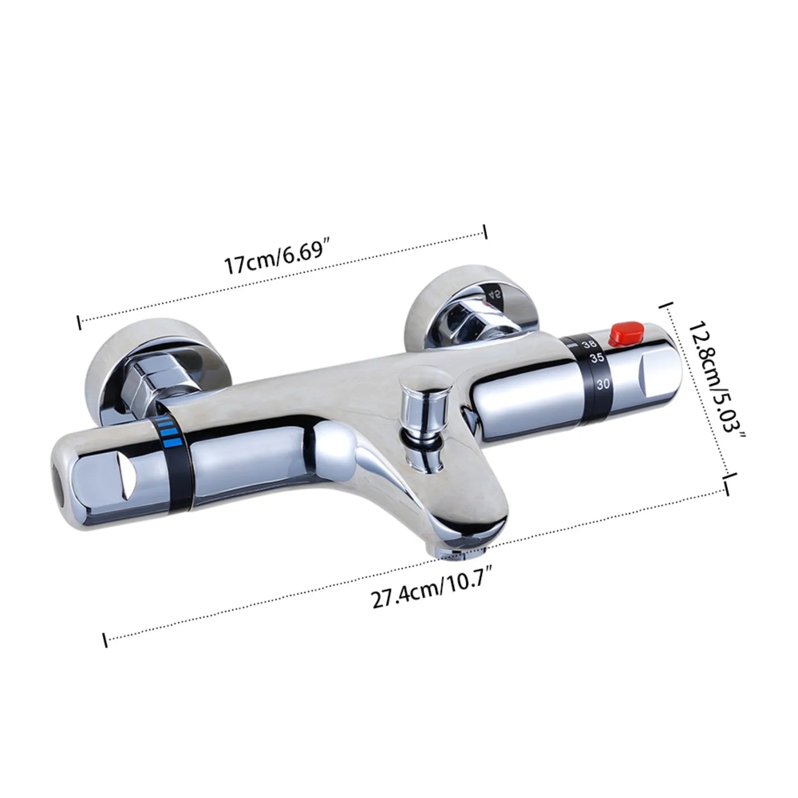 Thermostatic Mixing Valve, Brass Shower Valve with Temperature Control, Anti-Scald Bathroom Shower Faucet with Flow Control