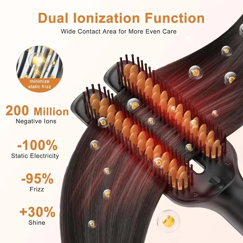 Professional Hair Straightener Brush Ionic Double Heating Plate 5 Temp Ceramic Heating Comb For Fast Lcd Display Styling Tool