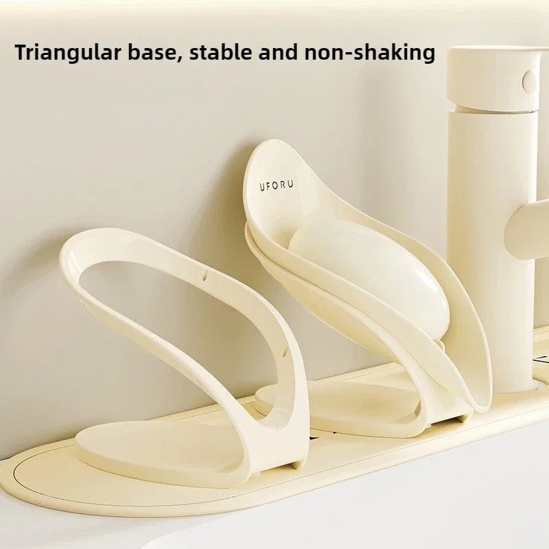 Modern Light Luxury Bathroom Soap Holder - Multi-Functional Countertop Storage Box with Self-Draining Design & Leak-Proof Base