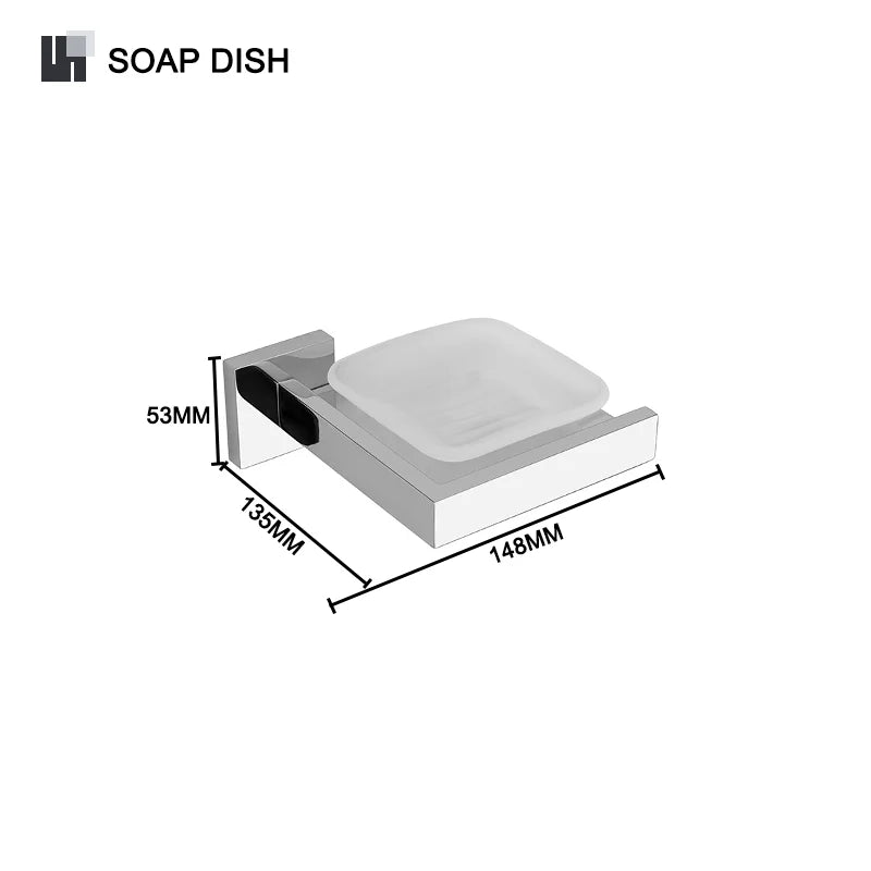 Stainless Steel Chrome Bathroom Hardware Set Square Towel Rack Towel Rack Tissue Holder Robe Hook Bathroom Rack Accessories