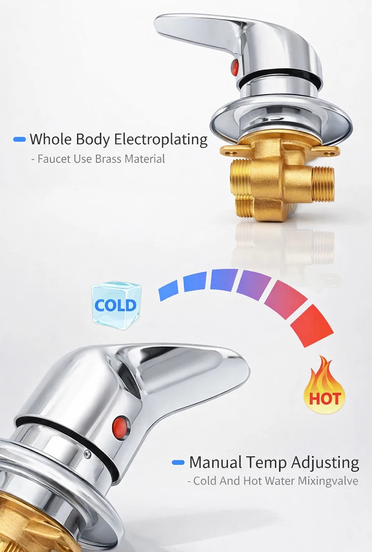 One Way Shower Faucet Mixer Valve Brass Hot Cold Water Diverter Screw Thread Big Hole Size 50-55mm for Shower Room Bathroom