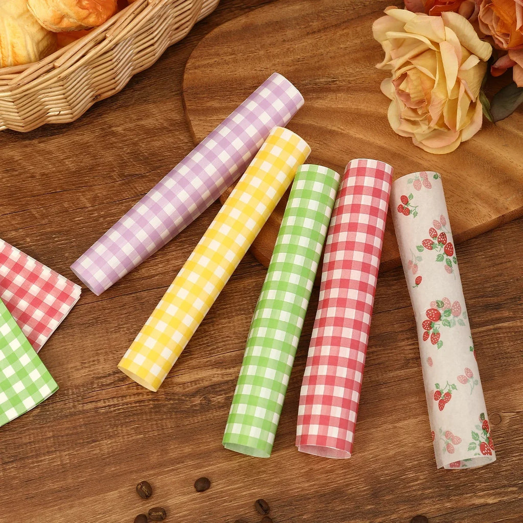 50Pcs Oilproof Wrapping Paper for Bread Sandwich Burger Fries, Food-grade Wax Paper Baking Tools Kitchen Gadgets For Party Gift
