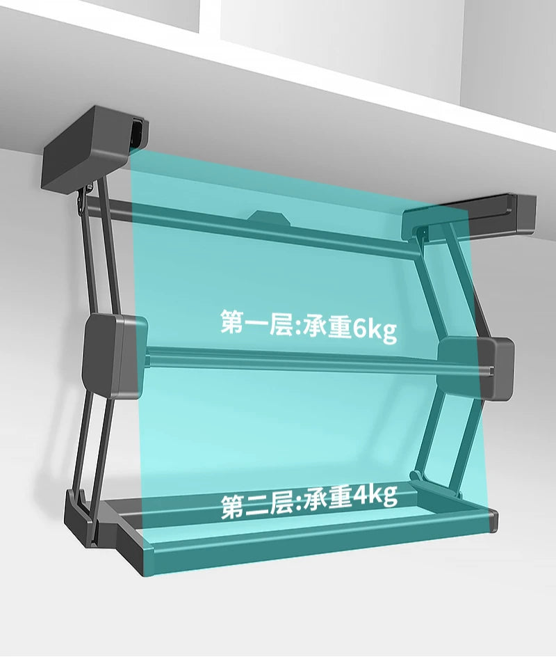Kitchen Cabinet Lift Basket Storage Rack Condiment Dishes Pull-down Folding Kitchen Creative Home Organizer Holders Accessories