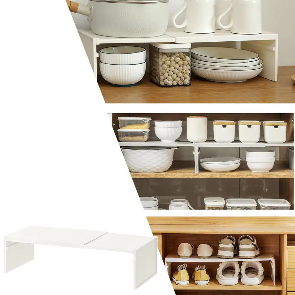 1pcs Kitchen Stretchable Cabinet Shelf Cupboard Separated Storage Rack Countertop Organizer shoe Organizer Shelf Save Space