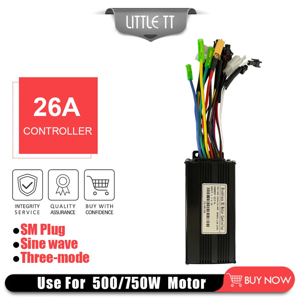36/48V E-bike Sine Wave 26A 500/750W SM Three Mode Brushless Controller For Electric Bicycle Tricycle Ebike E-Scooter Parts