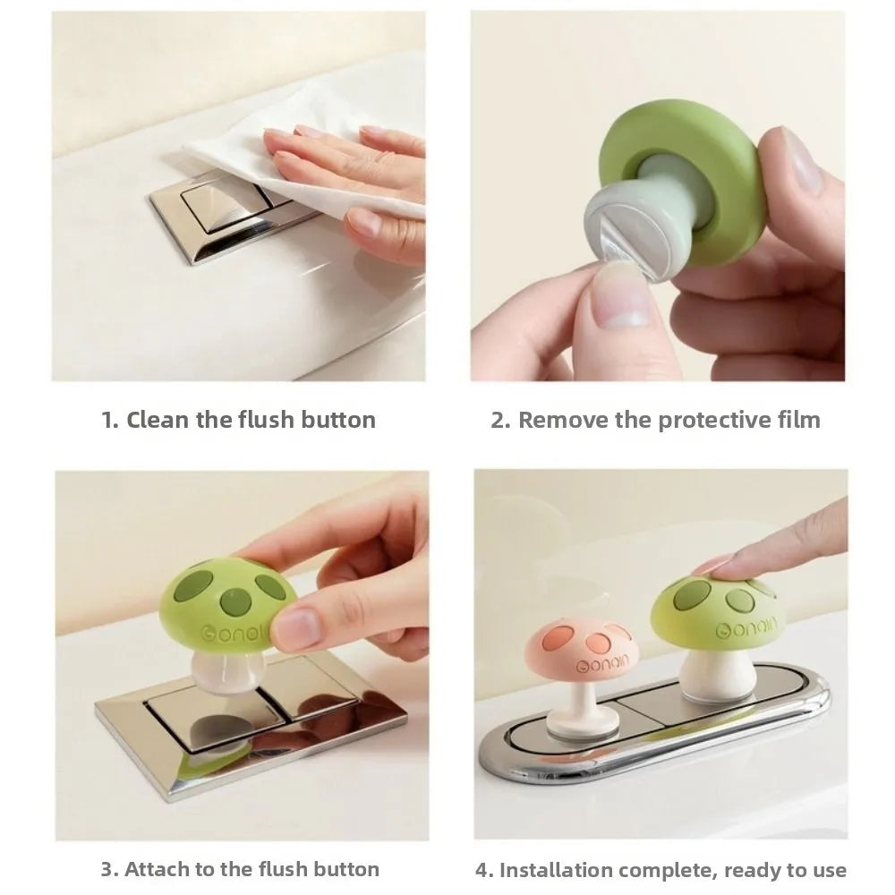Mushroom Shaped Toilet Press Button Adhesive Creative Toilet Tank Press Button Multifunctional Nail Protector