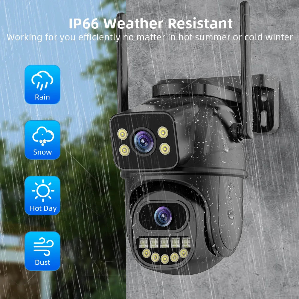 4K 8MP Security Camera 5X Zoom Dual Lens Dual Screen Outdoor WiFi Home Protection 6MP IP PTZ CCTV Video Surveillance Camera