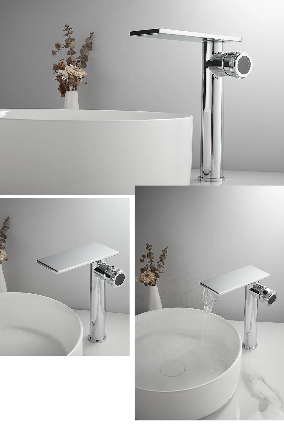 Bathroom Waterfall Basin Sink Faucet Black Faucets Brass Bath Faucet Hot&Cold Water Mixer Vanity Tap Deck Mounted Washbasin Tap