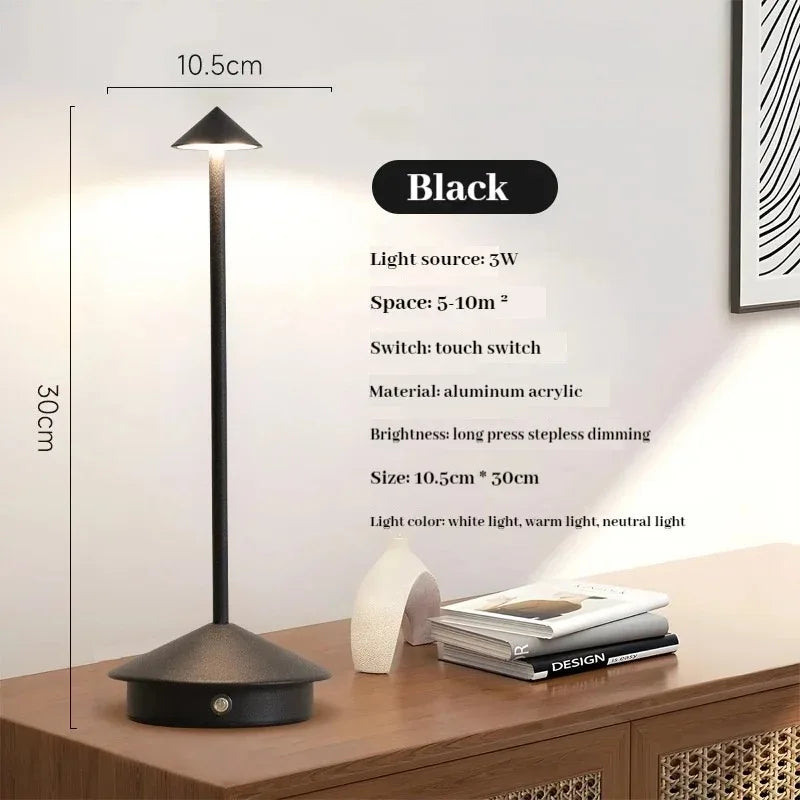 Rechargeable LED Wireless Cordless Table Desk Night Bedside Lamps Touch Sensor Decoracion Lamp for Restaurants Hotel Bedroom Bar