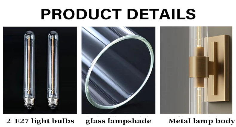 Modern Led Double Head Glass Wall Light For Living Room Bedroom Bathroom Loft Wall Lamps Luxury Indoor Room Decor Mirror Sconces