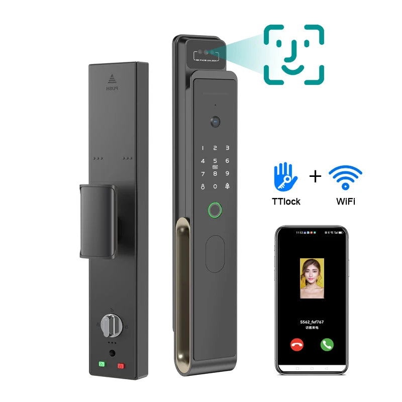 Full Automatic TTLOCK APP 3D Face Recognition Smart Door Lock Fingerprint Password  6068 Combination Digital Door locks