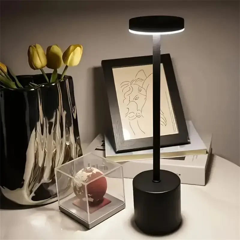 Modern Touch Rechargeable LED Desk Lamp with 3 Color Tones Suitable for Stylish and Minimalist Design in Home Offices