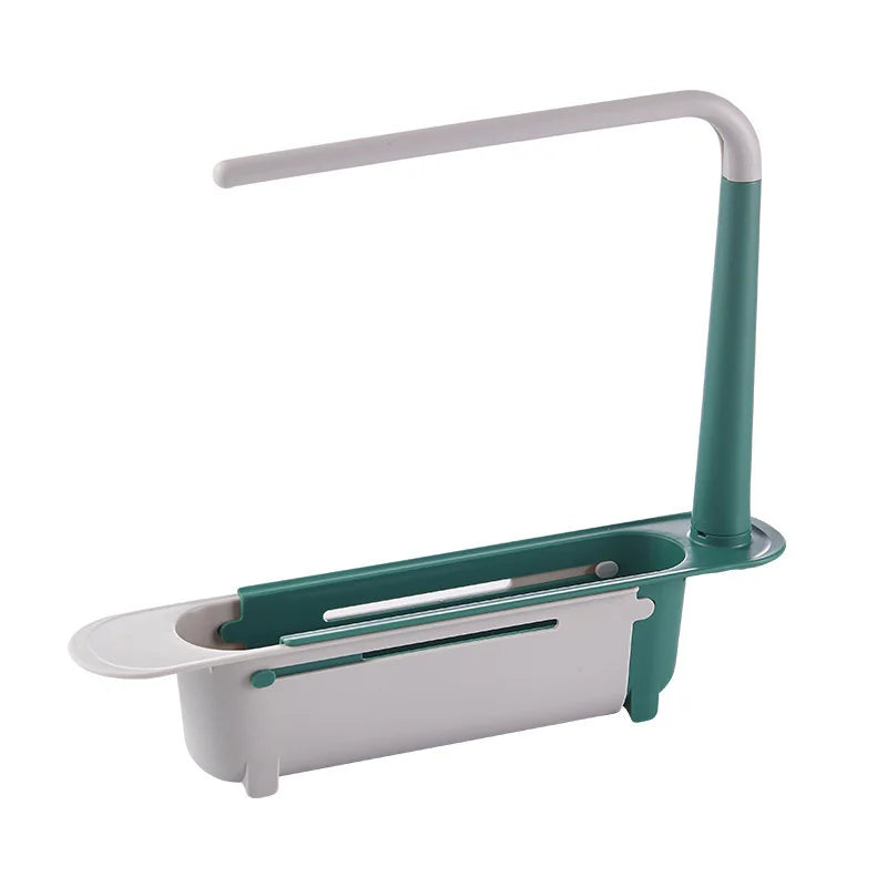 Multipurpose Sink Organizer Rack Telescopic Design with Two Sponge Holders Keeps Kitchen Counter Dry Neat for Cleaning Storage