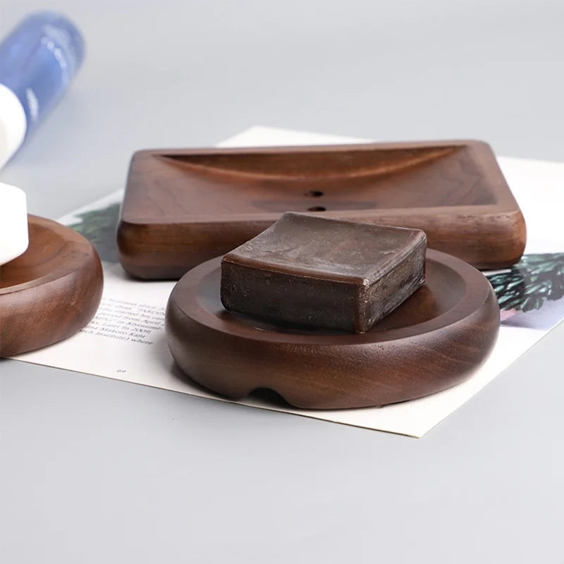 Walnut soap holder wooden soap box bathroom wooden soap rack drain handmade soap box simple household soap dish
