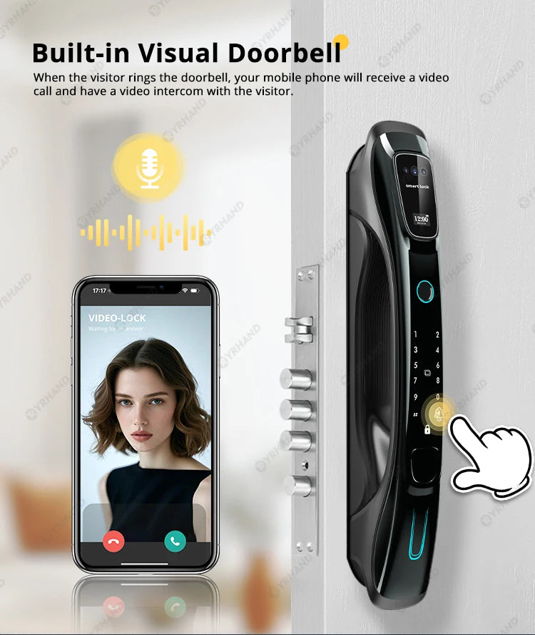 Smart Lock 3D Face Recognition Palm Vein Fingerprint WiFi APP Remote Control Video Intercom Auto Door Lock Digital Security