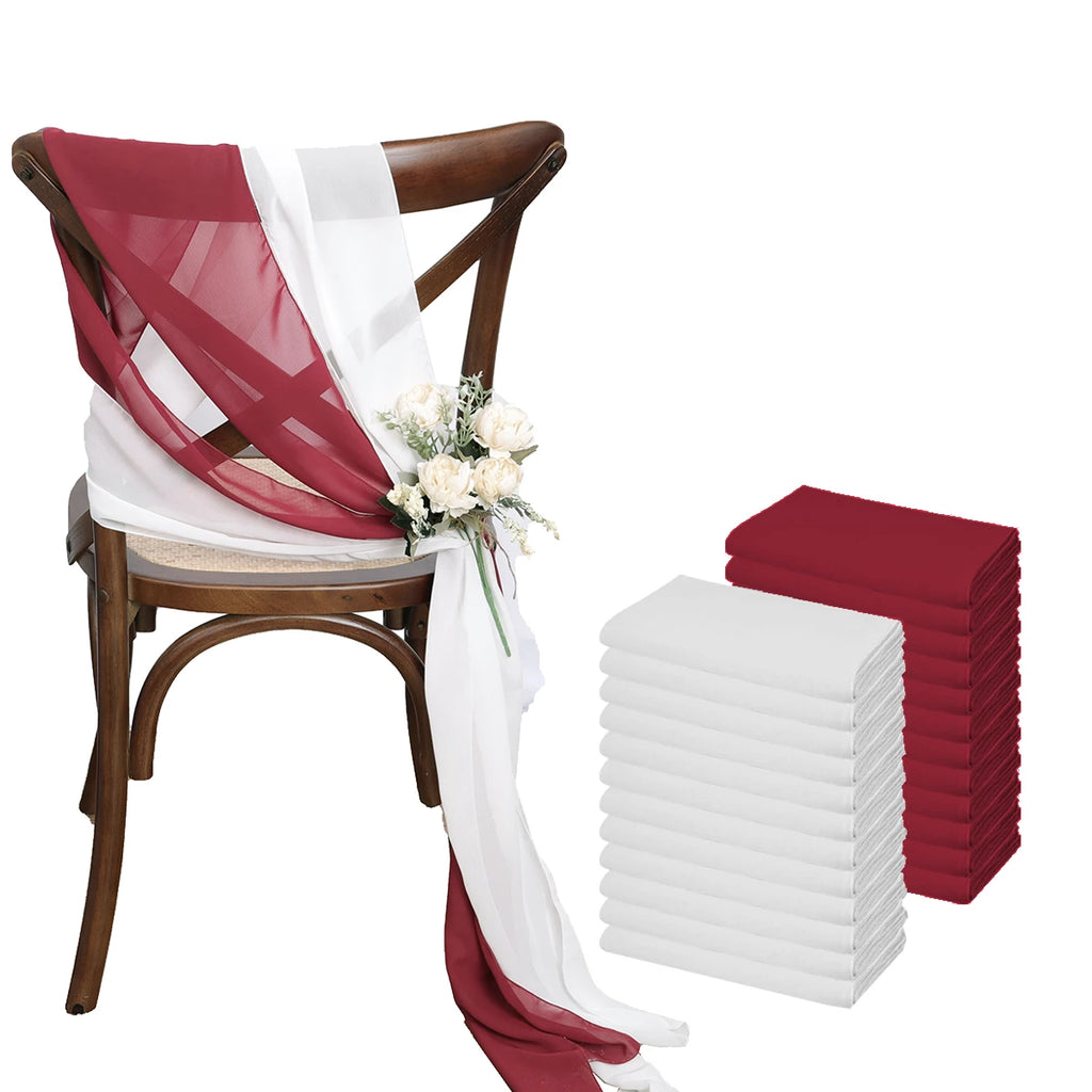 12 Pcs 17x275cm Green  Chiffon Chair Sashes  Wedding Chair Covers Ribbon Wedding Party Aisle Chair Decor