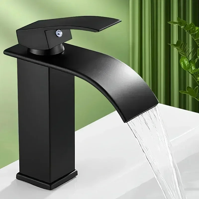 Washbasin Hot and Cold Faucet,Water Saving Design Suitable for Most Sinking Faucets Tube Black Waterfall Household Bathroom