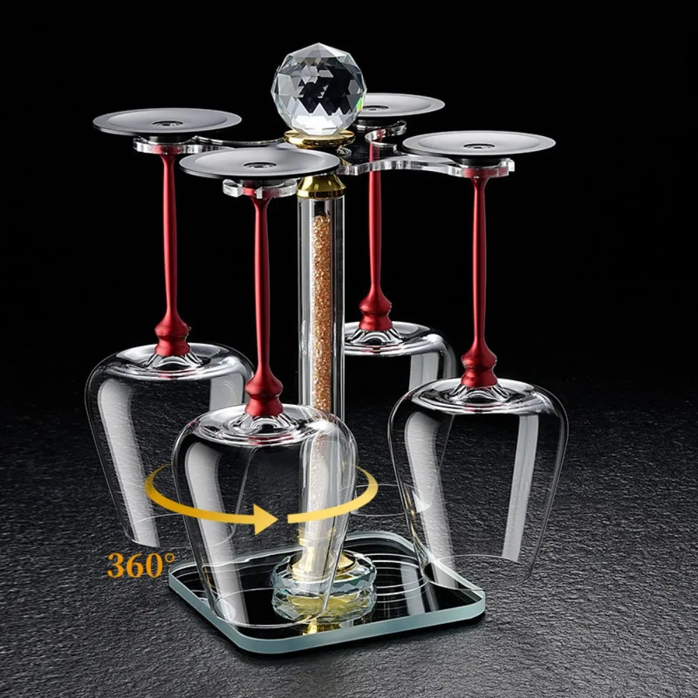 Unique Clear Rotating Glass Wine Glasses 500ml Thickened Base Crystal Goblet Ergonomic Holder Wine Decanter Glass Cup Whiskey
